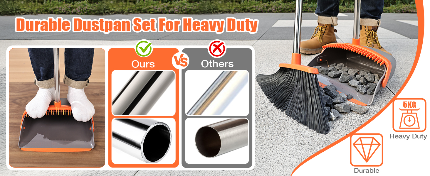 Durable dustpan set for heavy duty