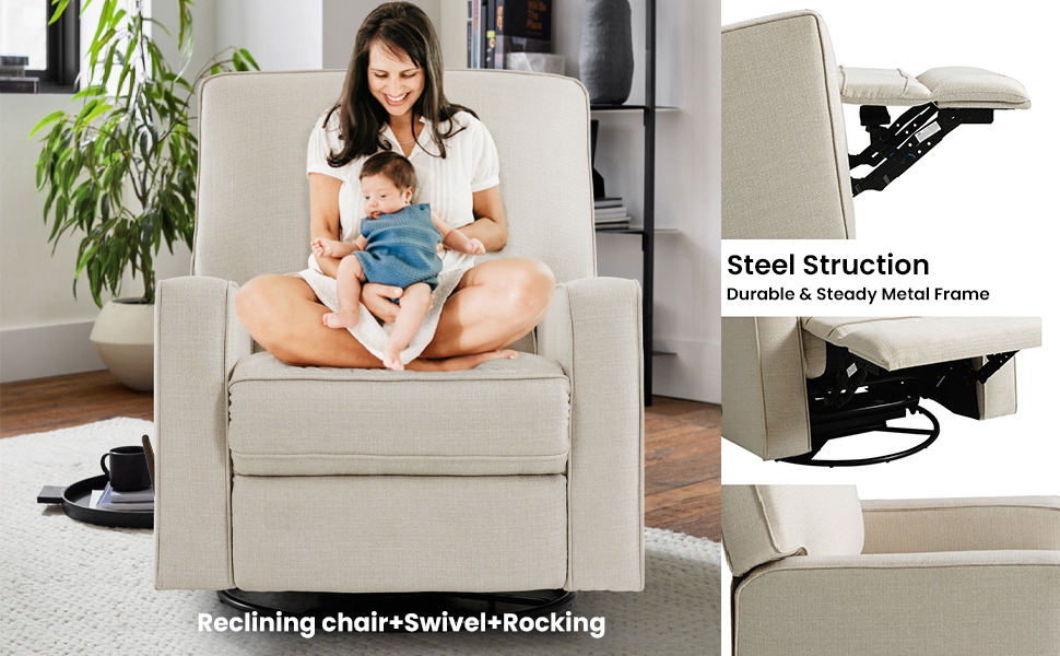 Amazon.com: Harkawon Swivel Rocker Recliner Chair, Glider