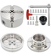 DEEFIINE 4 Inch Wood Lathe Chuck Set 1" x 8 tpi Thread & 3/4" x16TPI Adapter, Nickel Plated Self ...