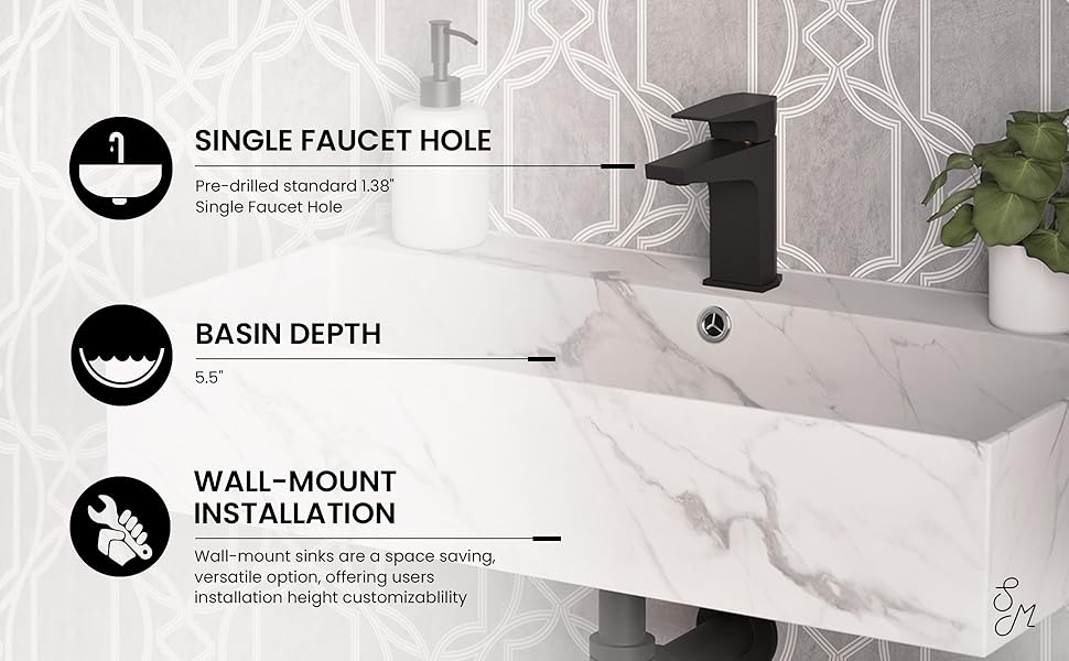 Ann　KSホワイト　Sサイズ Amazon.com: Claire 22” Rectangle Wall-Mount Bathroom Sink in