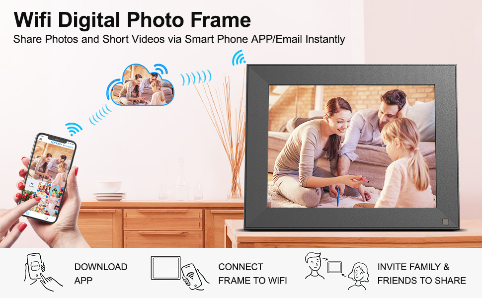 FULLJA Digital Picture Frame 9inch Smart WiFi Digital
