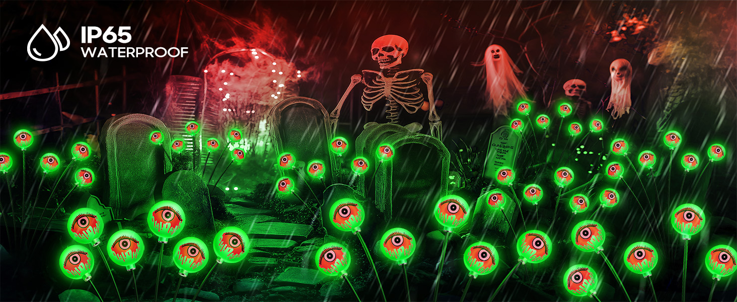 Halloween solar lights outdoor waterproof swaying firefly eyeball light for outside decor