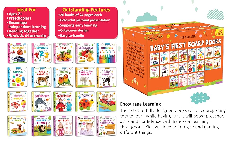 Baby's First Board Books (A Pack of 20 Books) Dreamland Publications