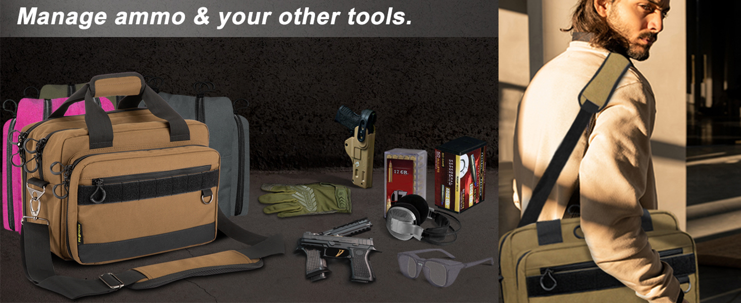 PROFOCUS Range Bag Dual Pistol Revolver Bag Gun Carrying