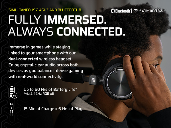 wireless headset; bluetooth headset; 2.4GHz wireless headset; dual connectivity;