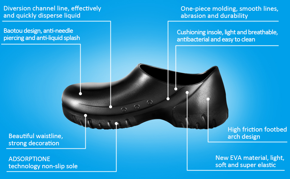 Chef Shoes for Men - Non Slip Oil Resistant Waterproof Safety Work Shoes Comfortable Nursing Nurse S