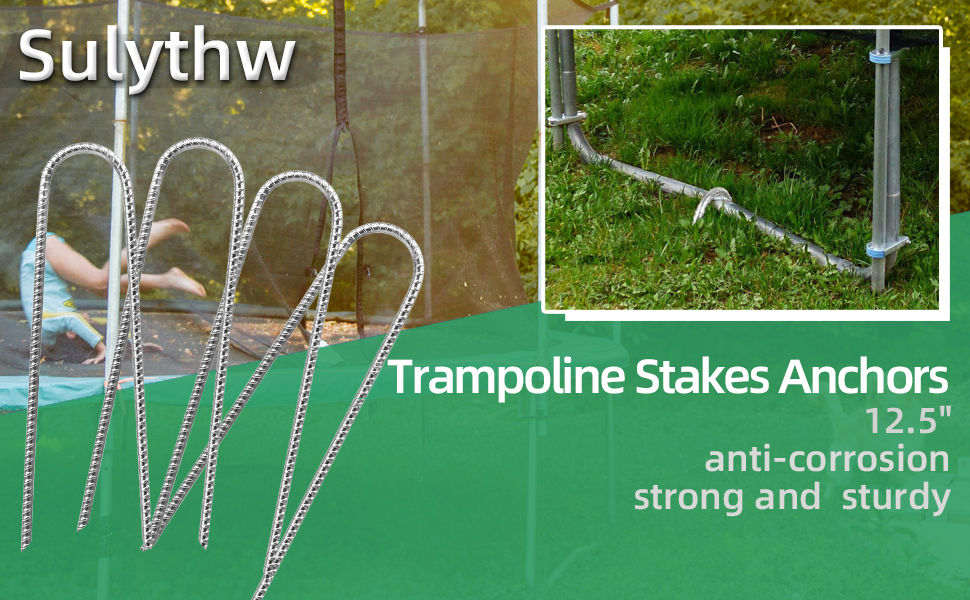 4 Packs Trampoline Stakes Anchors, Sulythw 12.5" High Wind