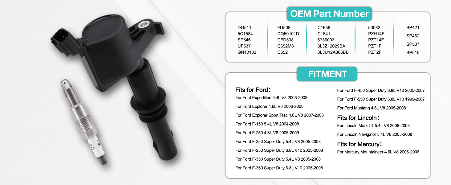 Set of 8 DG511/5C1584 Ignition Coil Pack SP546 Spark Plugs For Ford Expedition