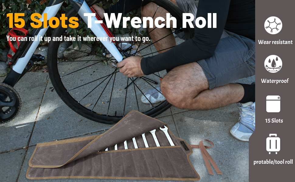 Tool Roll Up Organizer Bag, Heavy Duty 16oz Waxed Canvas Wrench Roll Up