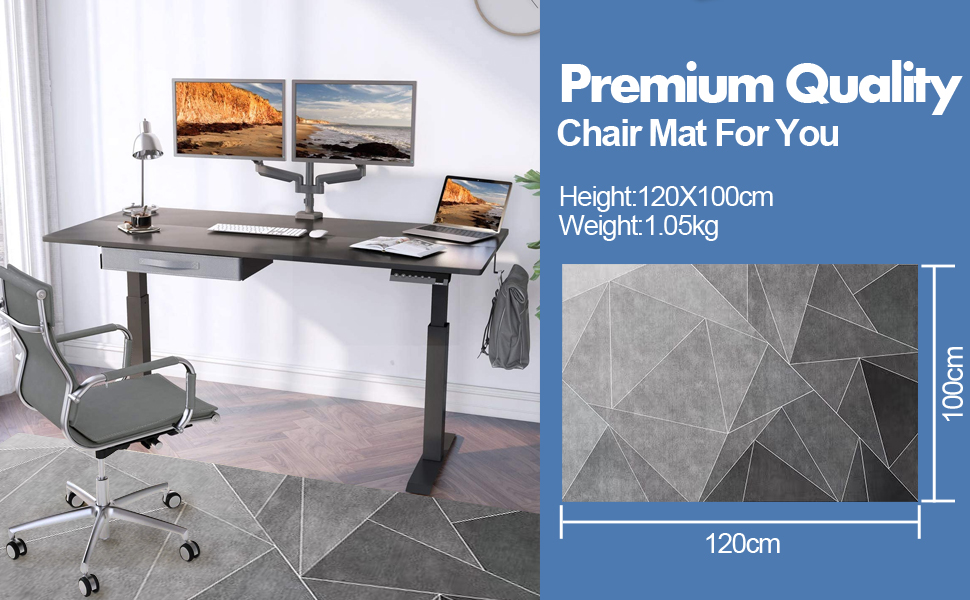 Anyuainiya Office Chair Mat for Carpet/Hardwood Floors, 120x100CM Anti