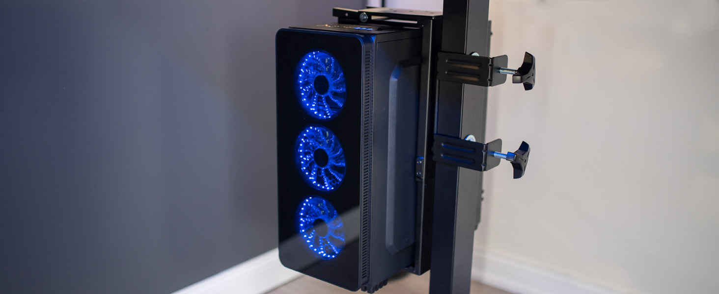 VIVO Adjustable Clampon Desk Leg PC Mount, Under Desk PC Mount