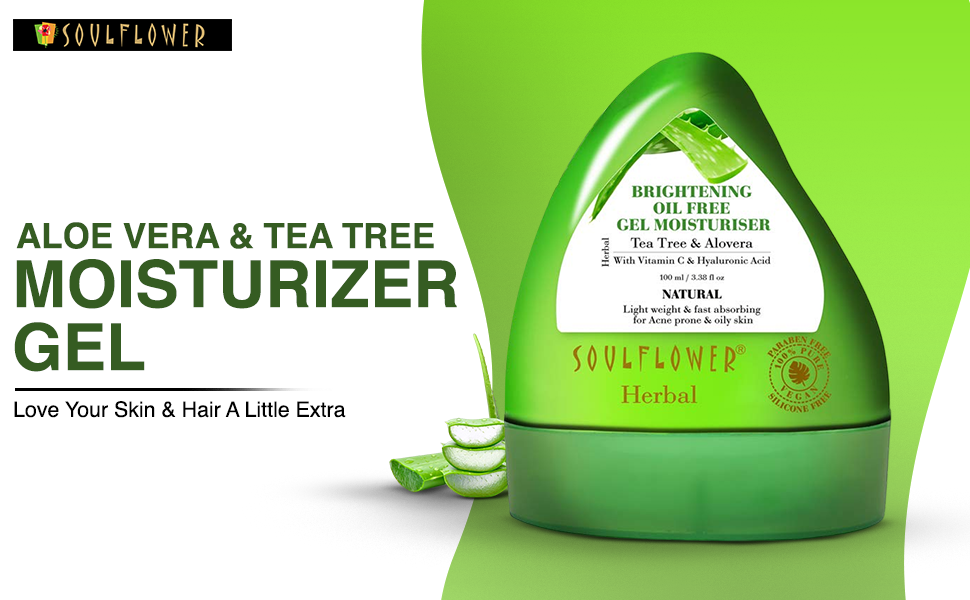 Soulflower Vitamin C Hyaluronic Acid Aloe Vera Tea Tree Gel for Hair