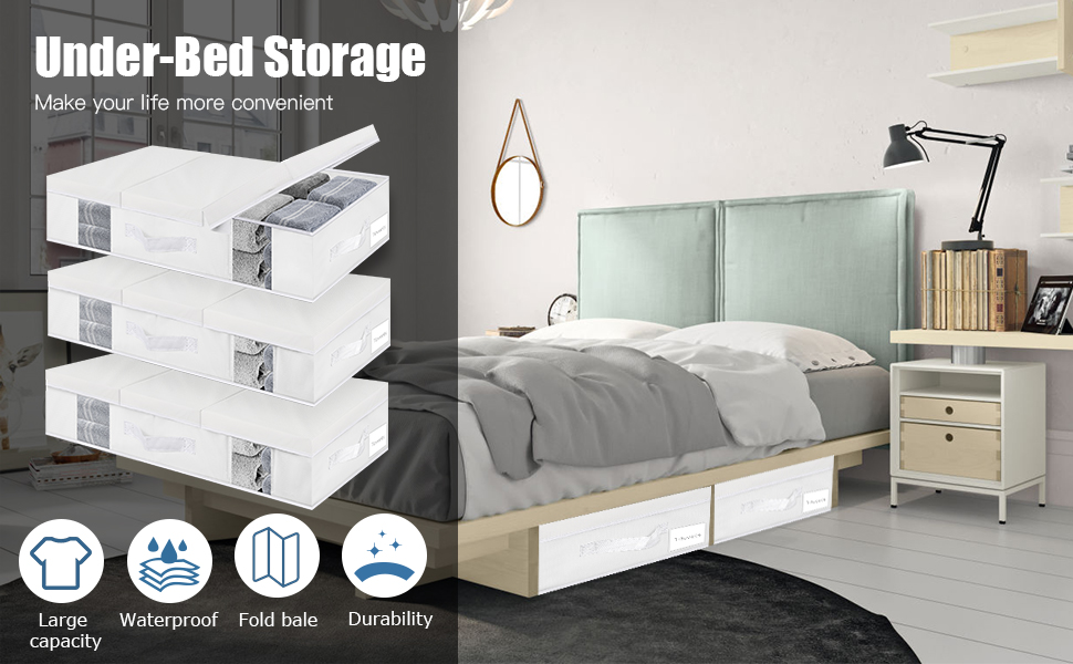Supowin UnderBed Storage Containers 3 Pack, Large Under Bed Storage
