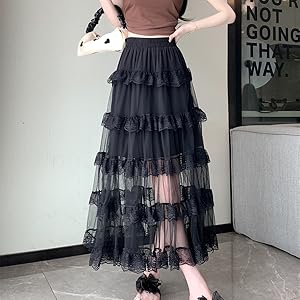 Amazon.co.jp: [SHUMING]チュールスカート ティアード