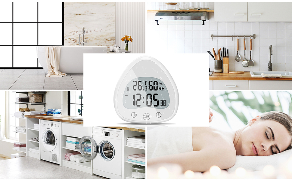 Coikes Digital Bathroom Clock Waterproof Shower Clock Timer LCD