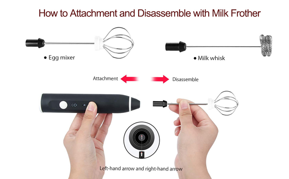 Milk Frother, Rechargeable Milk Frother Electric 3 Speeds