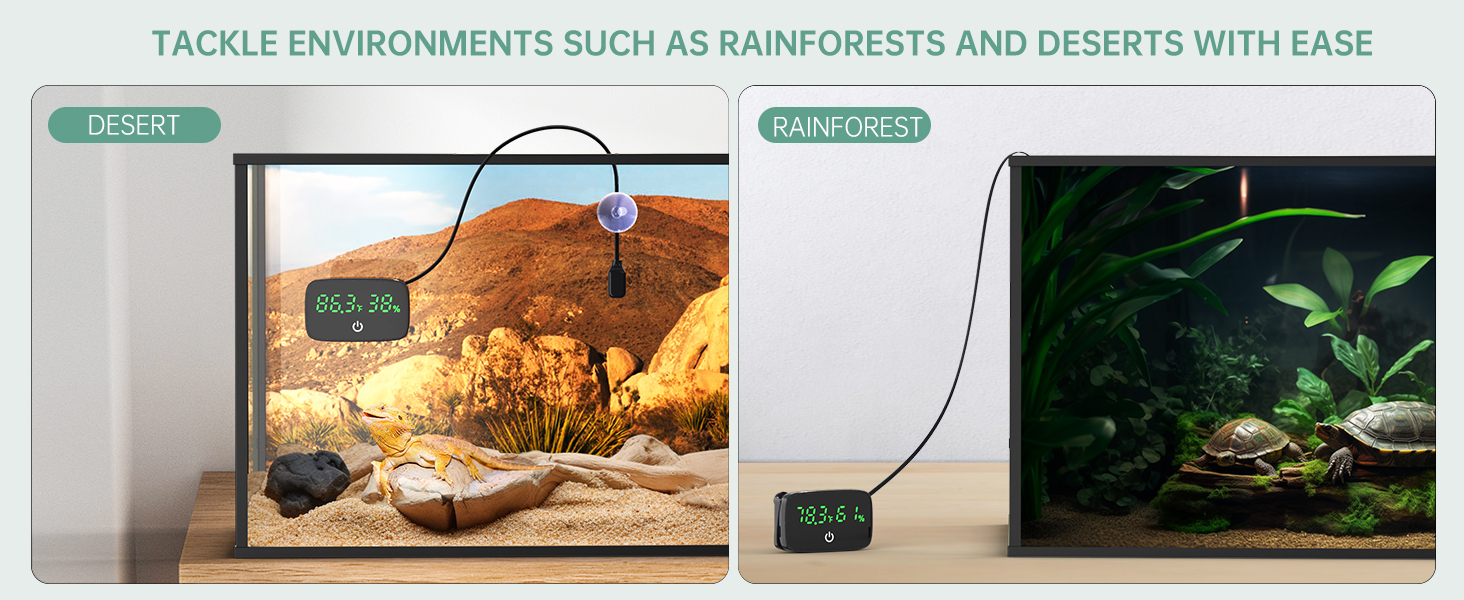 PAIZOO Reptile Thermometer Hygrometer, LED Digital