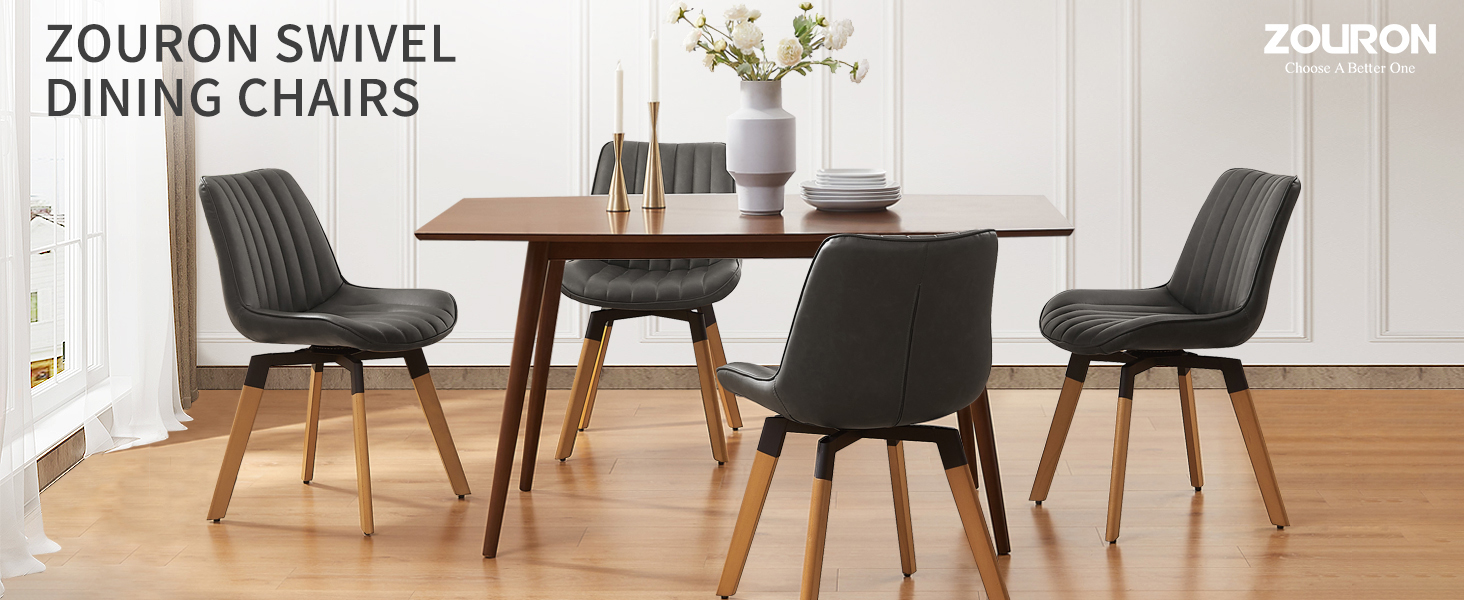 Zouron Dining Chairs Set of 4, Swivel Dining Room Chairs