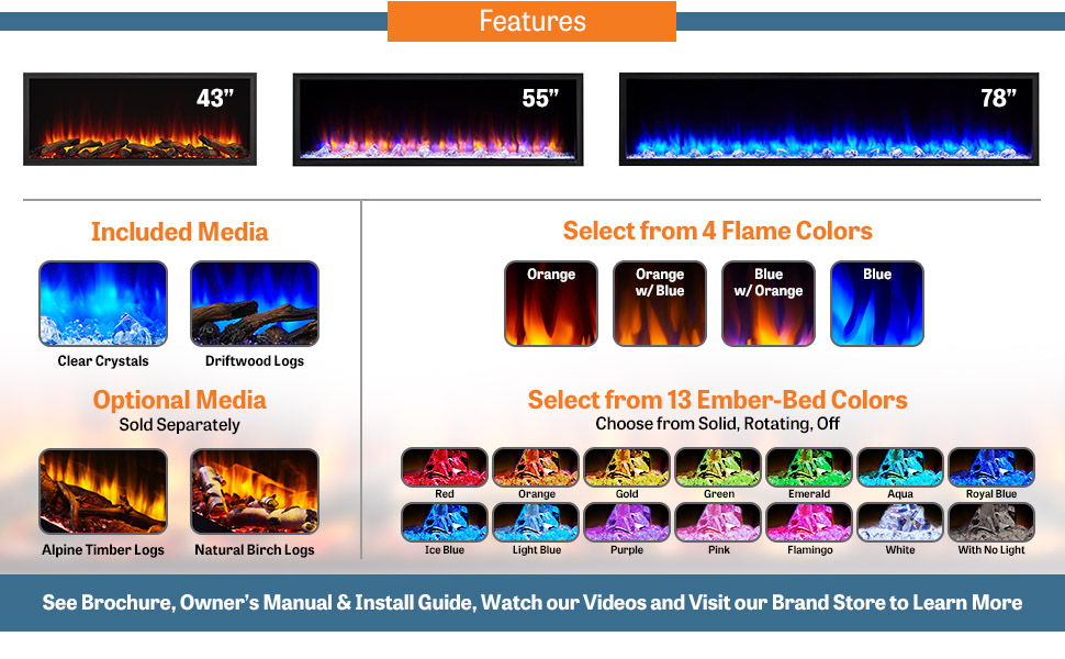 SimpliFire 43Inch Scion Clean Face Indoor/Outdoor Linear