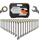 SUZUME 22-Piece Ratchet Wrenches Set Metric (6-18mm) SAE (1/4”-3/4”) Cr-V Steel 72-Tooth 5° Swing...