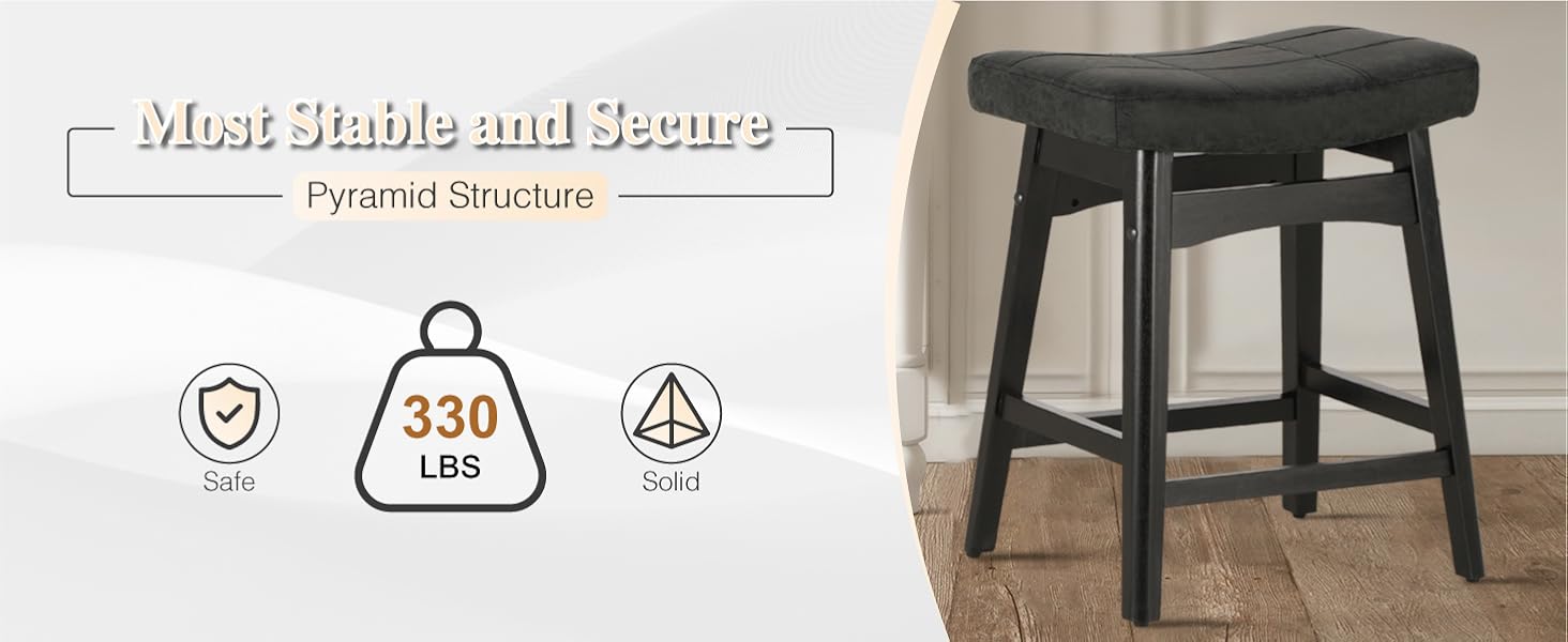 PHI VILLA Farmhouse Bar Stools Set of 2 Wood Bartools