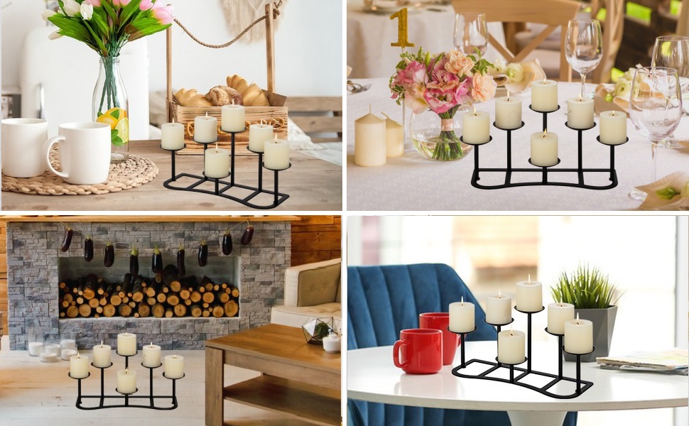 LANLONG Candelabra Pillar Candle Holders Fireplace Matte