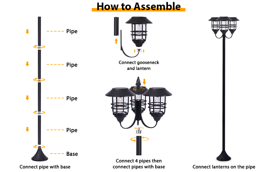 74.8“ Outdoor Lamp Post Lights Solar Powered,Solar Floor Lamps Outdoor