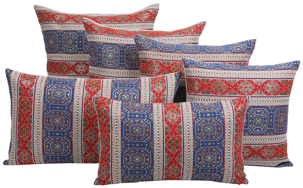 pillowerus Kilim Throw Pillow Covers Red and Blue 14 x 24
