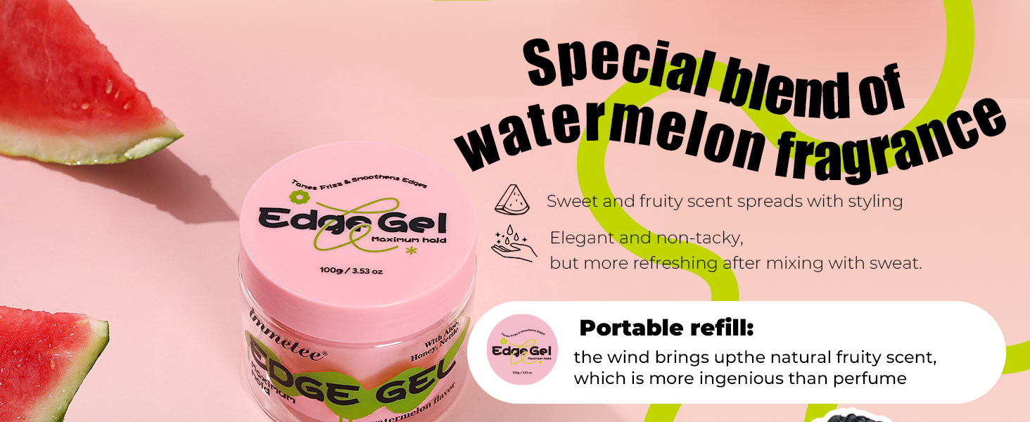 Edge Gel, Frizz Control Strong Hold Hair Styling Gel with Edge Control Brush, Flyaway Hair Tamer