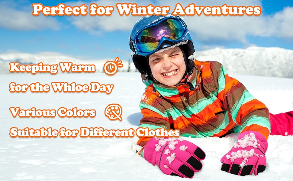 girls gloves 10-12 years boys gloves 6-8 kids snow gloves waterproof insulated kids gloves