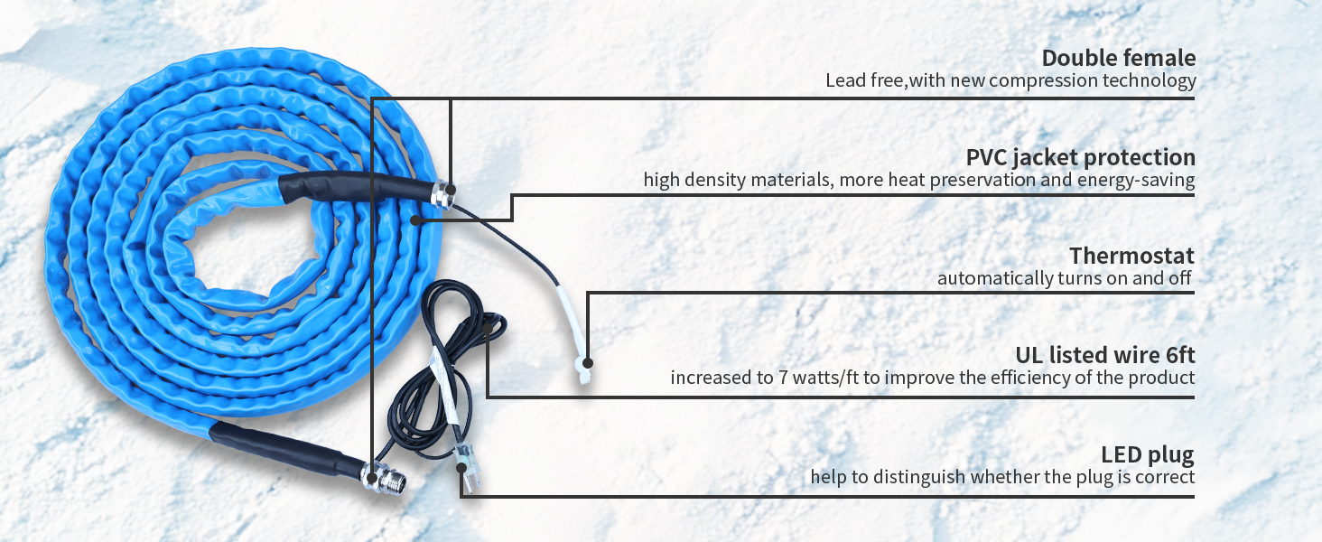RVMATE Heated Water Hose for RV 75FT, 20 ℉ Antifreeze