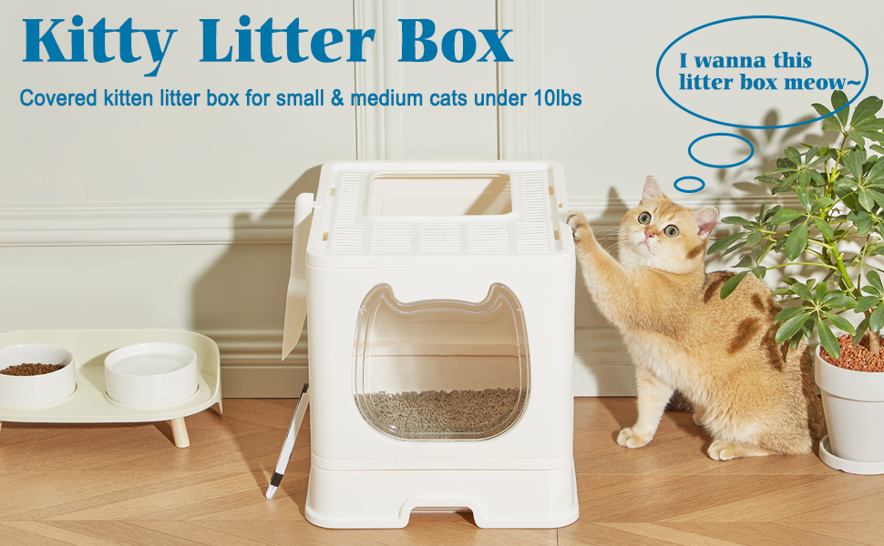 Cat Litter Box, Covered Kitty Litter Box with Lid for Small and Medium Cats
