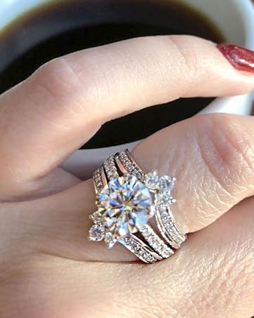 SHELOVES Womens Ring Enhancer for Engagement Rings AAAAA CZ Crown Wedding Band Guard Ring