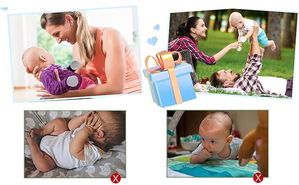 Collage of four photos showing adults interacting with babies in various settings, including indoor and outdoor scenes.