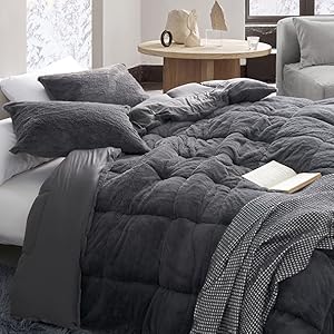 Dark navy blue Plush Soft Oversized Extra Large Bedding Baffle Box Comforter