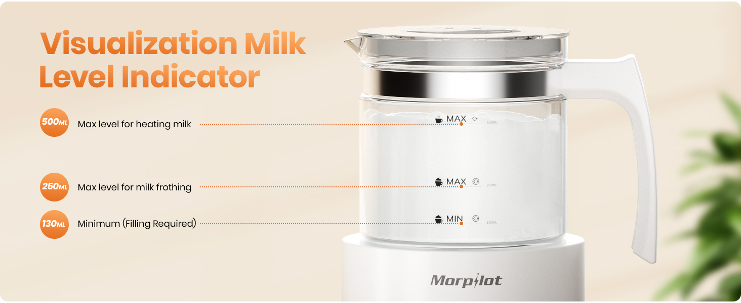 Milk Frother, Morpilot 4in1 Automatic Coffee Frother, Glass Material