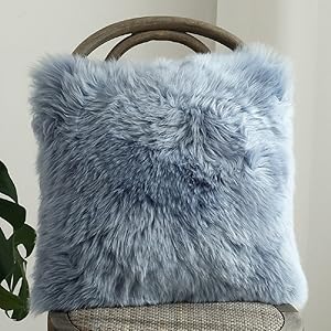 Amazon｜長毛 ムートンクッション 角型タイプ 天然羊毛100% ムートン