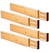 Utoplike 4 pcs Bamboo Kitchen Drawer Dividers Large, Adjustable Drawer Organizers, Spring Loaded,...