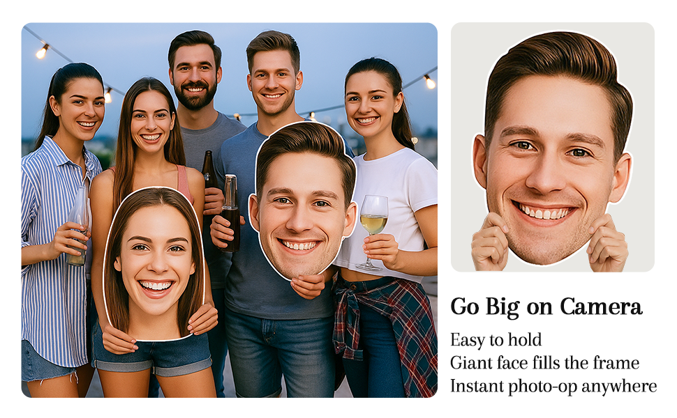 big head cutout on a stick