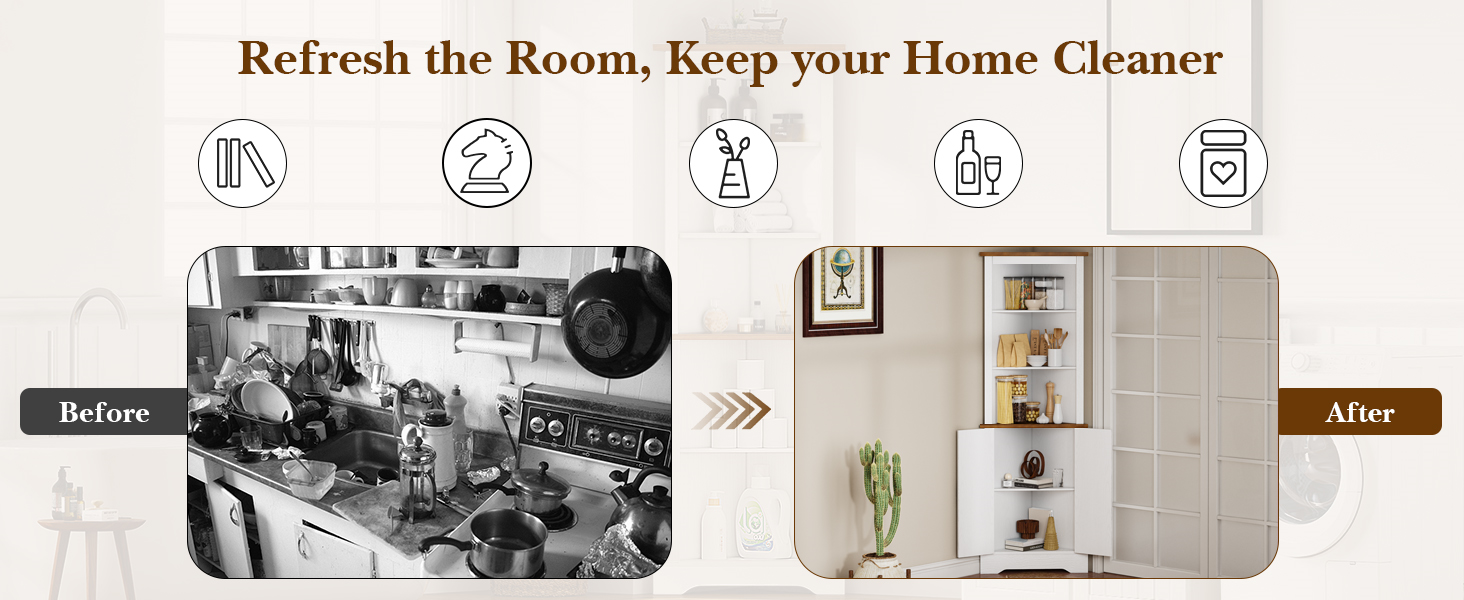 4 EVER WINNER Tall Corner Farmhouse Corner Storage