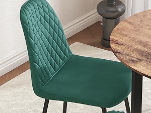 GOLDFAN Round Dining Table Set for 4 with Soft Velvet Chairs 90cm Modern White Kitchen Table and Chairs Set for Small Spaces, Dining Room, Office (White+Green) 16 chair