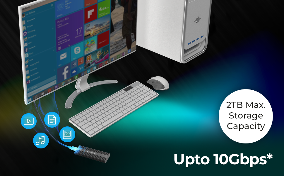 ZEBRONICS CMN01 M.2 NVMe/SATA SSD Enclosure with Aluminum Case, TypeC