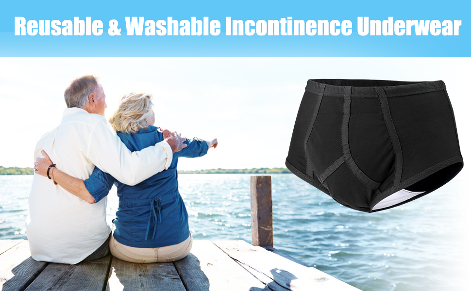 Carer Mens Incontinence Pants Reusable Washable Cotton Incontinence