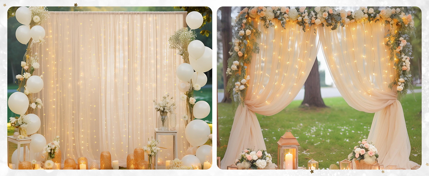 champagne curtain with light