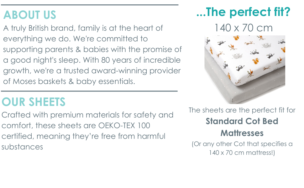 Clair de Lune Jungle Dream 2 Pack Fitted Cot Bed Sheets 140 x 70 cm