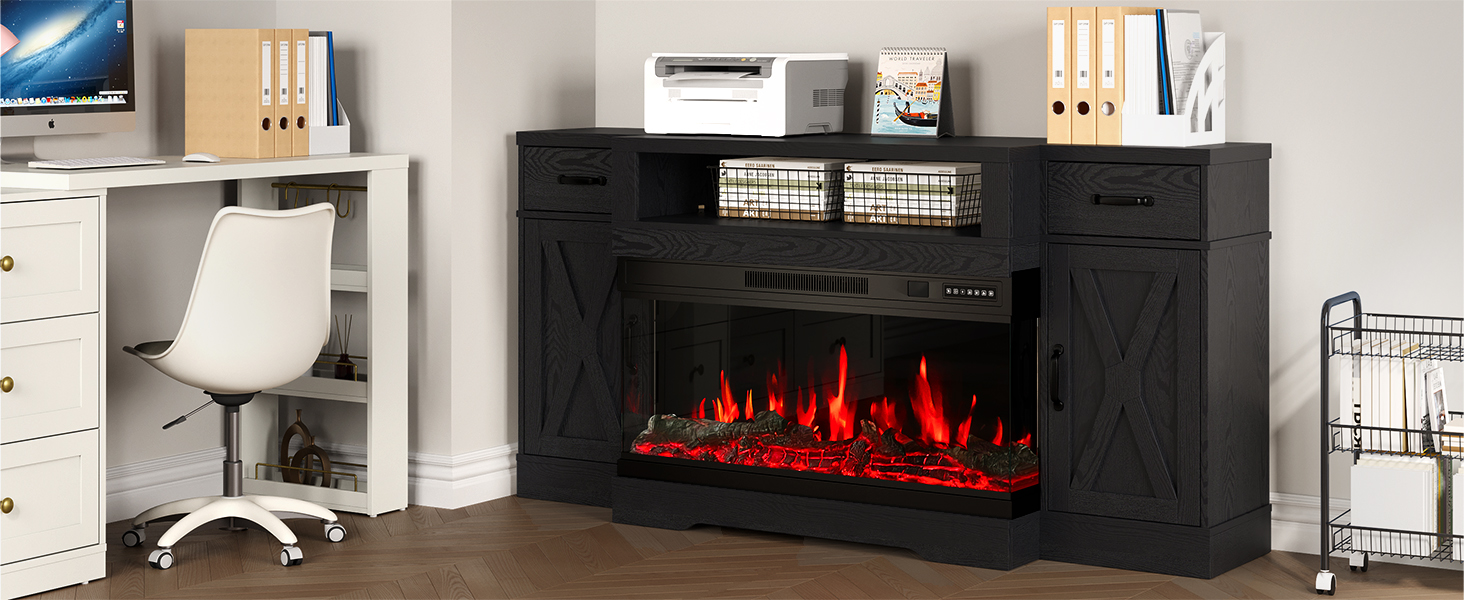 Amazon.com: FansaFurn Farmhouse TV Stand with 36'' Electric Fireplace - Black Friday Electric Fireplace Tv Stand