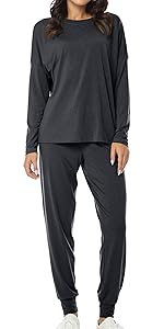 DouBCQ Womens Two Piece Outfit Pullover Tops and Long Pants Sweatsuit Jogger Set