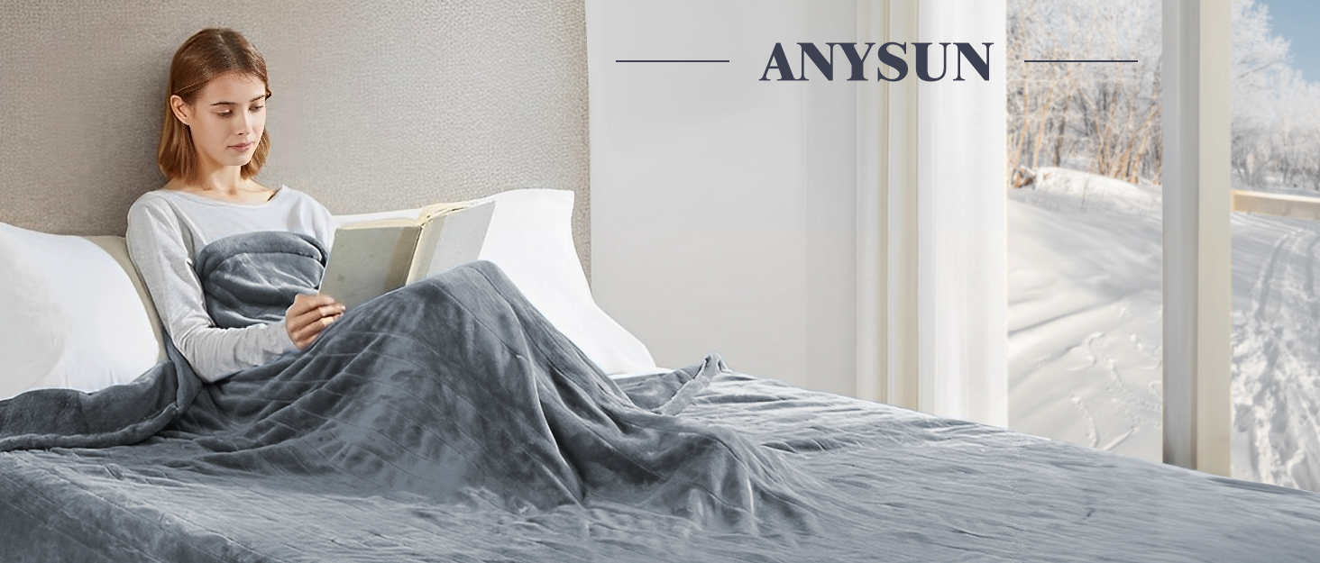 anysun Electric Blanket, Heated Throw Blanket, Electric Blanket double
