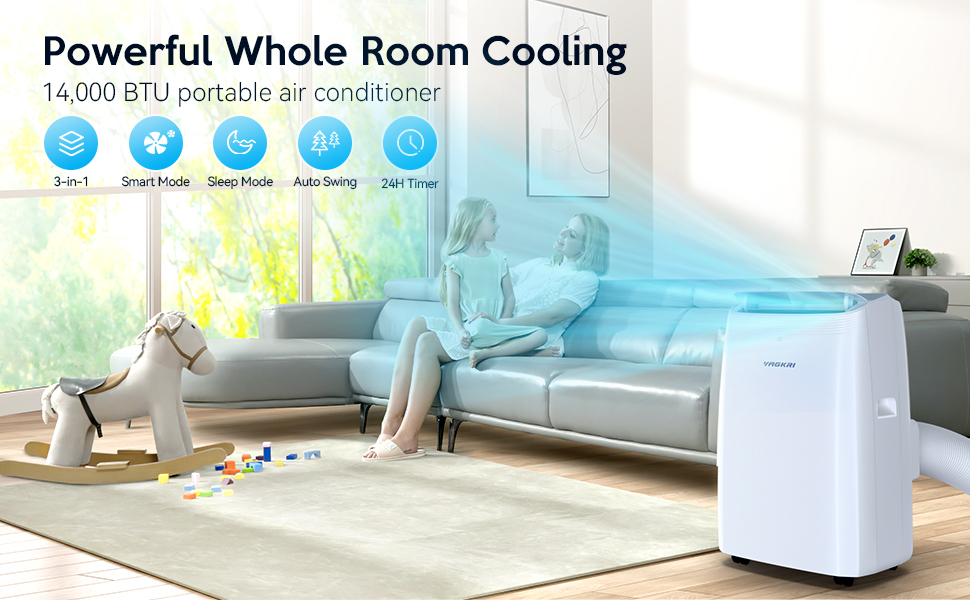 VAGKRI Portable Air Conditioner 12000&14000 BTU Remote