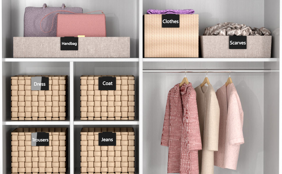 AITEE 18 Pieces Acrylic Basket Bin Label Clip, Removable